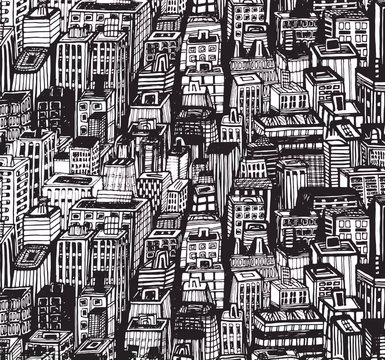 Papier peint ville croquis chaos urbain - TenStickers