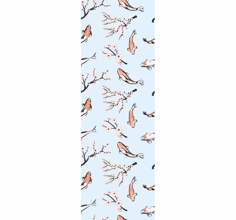 Papier peint poisson et fleurs de cerisier - TenStickers