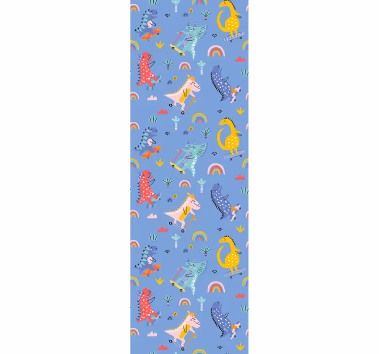 Papier peint dinosaures patineurs - TenStickers