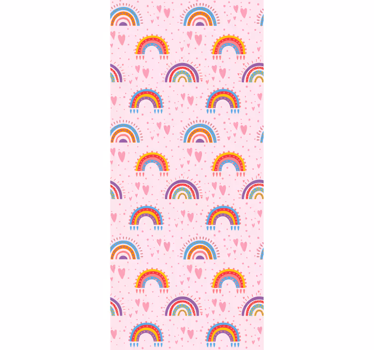 Papier peint chambre enfant motifs de coeurs arc-en-ciel - TenStickers