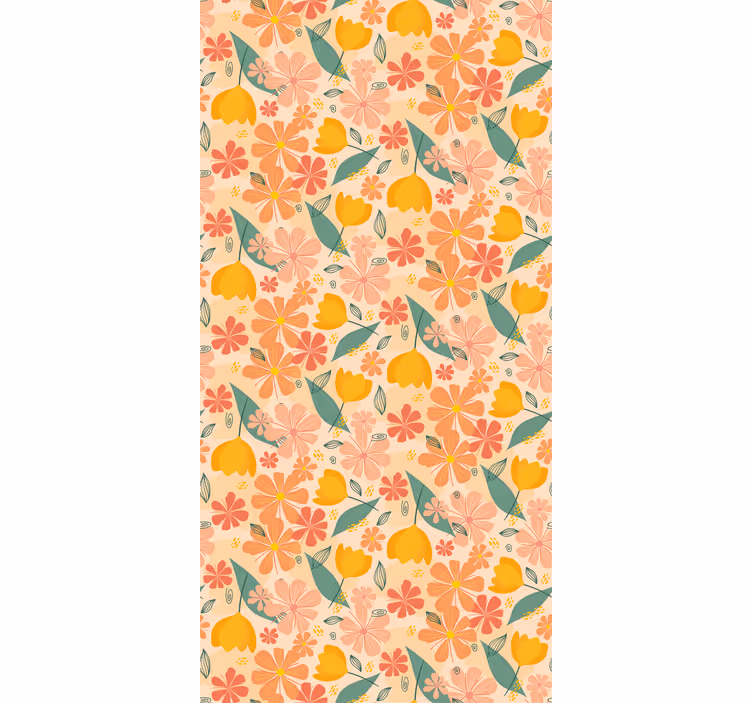 Papier peint floral motif tons orange - TenStickers