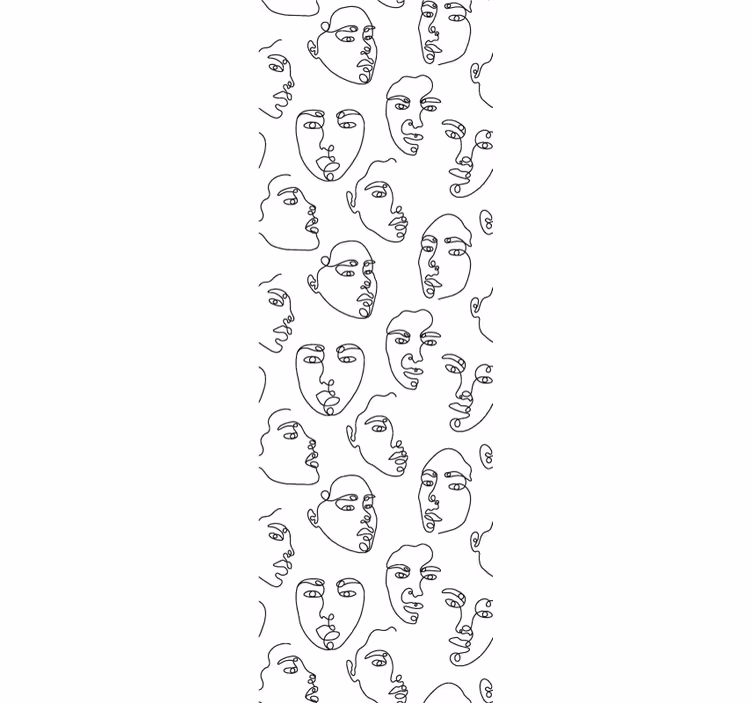 Papier peint art visages dessinés au trait - TenStickers