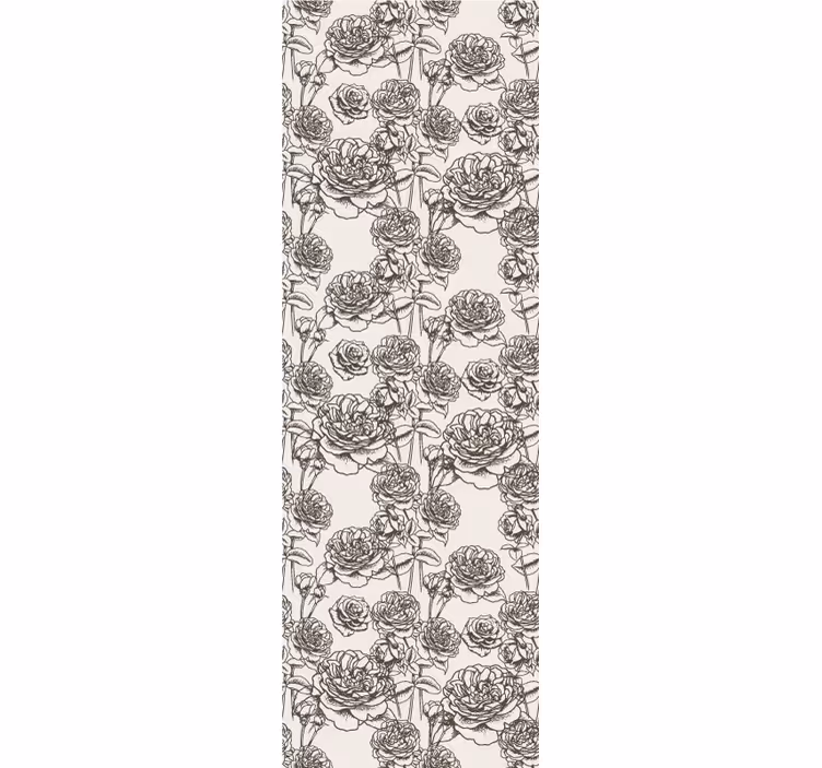 Papier peint floral croquis de rose - TenStickers