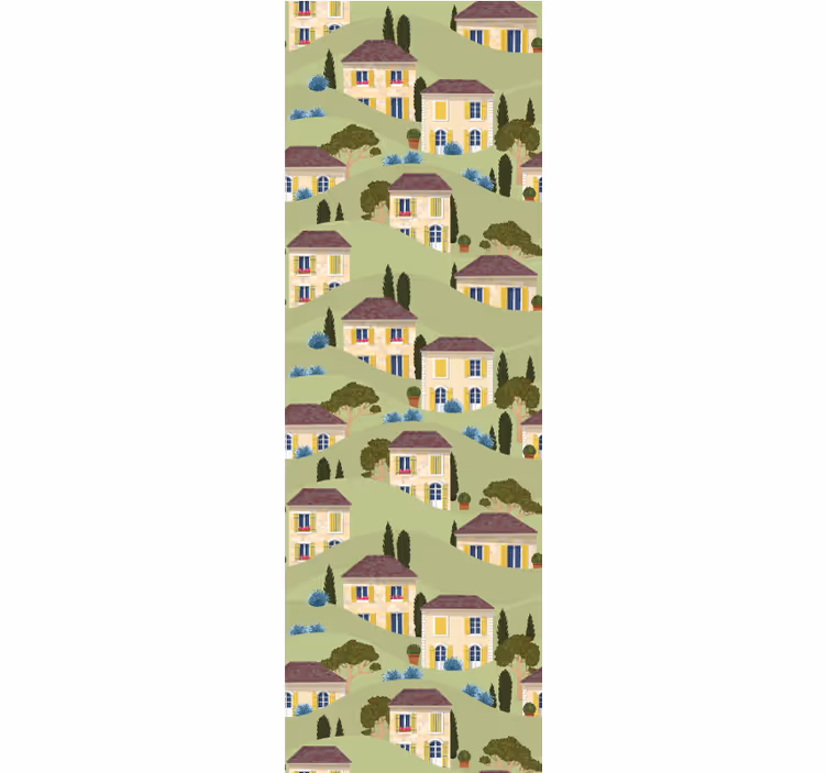 Papier peint chambre enfant motif villa campagne - TenStickers