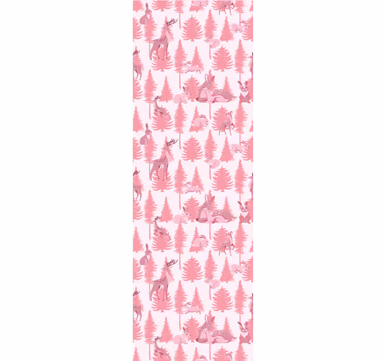 Papier peint animaux motif forêt rose - TenStickers