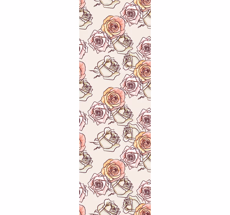 Papier peint floral carnet de croquis roses - TenStickers
