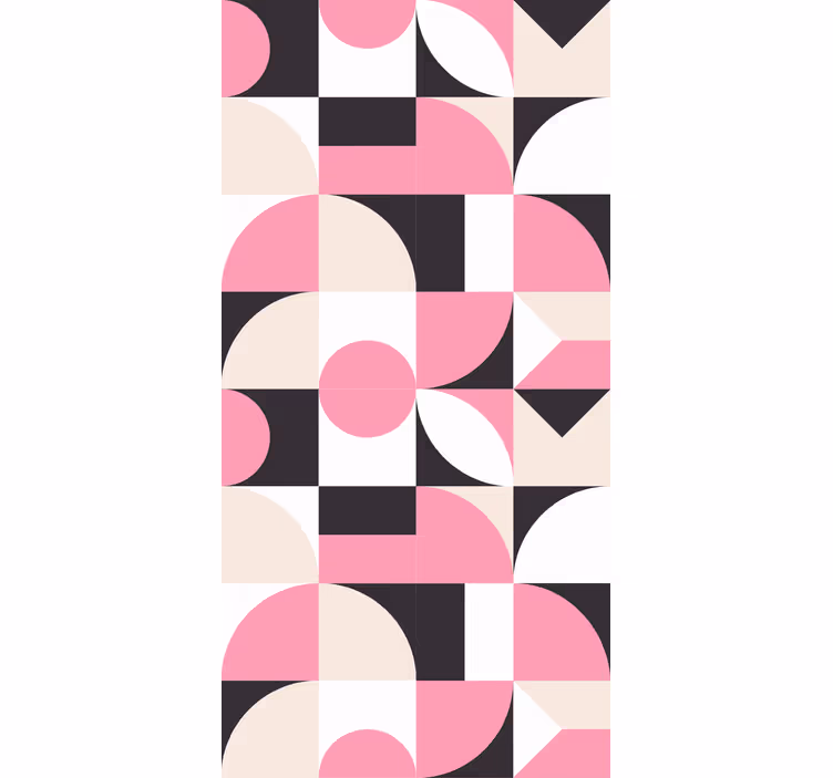 Papier peint formes géometriques motif rose et noir moderne - TenStickers