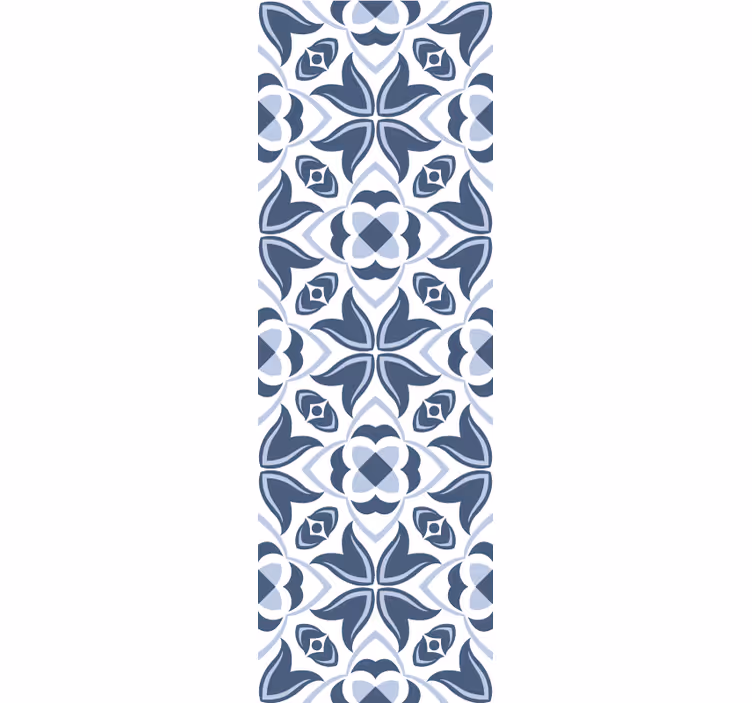 Papier peint carreaux de ciment fleurs géométriques bleues - TenStickers