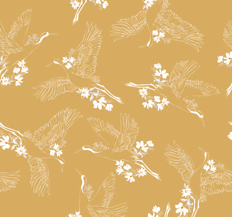 Papier peint salon Fleurs et oiseaux japonais - TenStickers