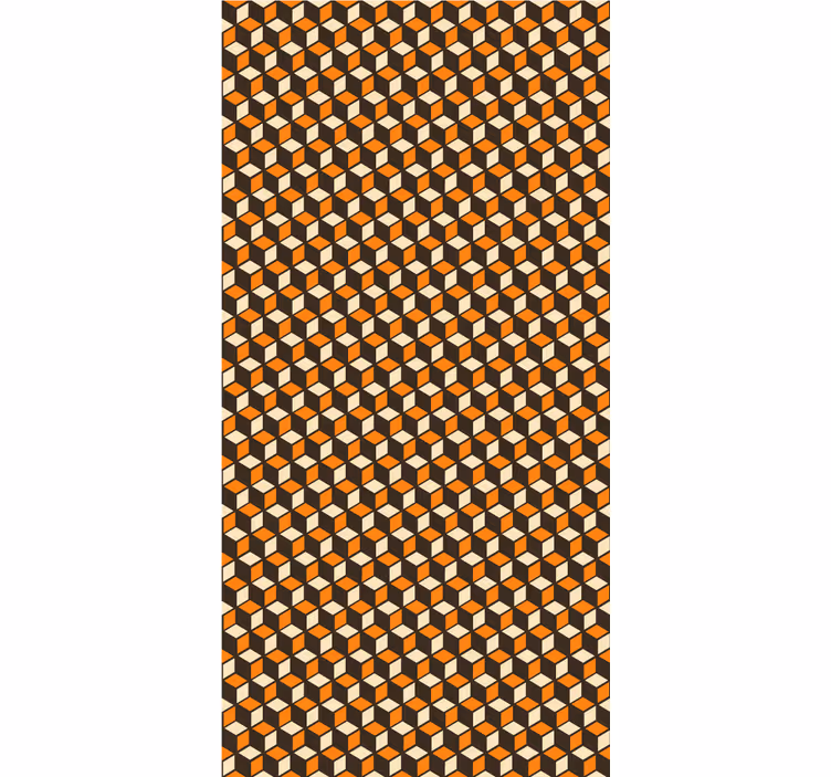 Papier peint formes géometriques motif cubique 3d orange - TenStickers