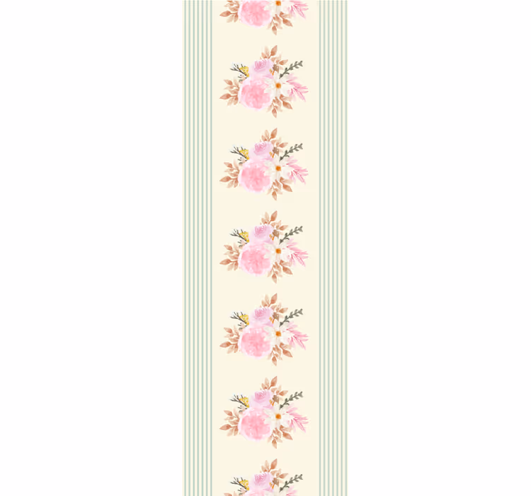 Papier peint fleuri motif à rayures florales - TenStickers