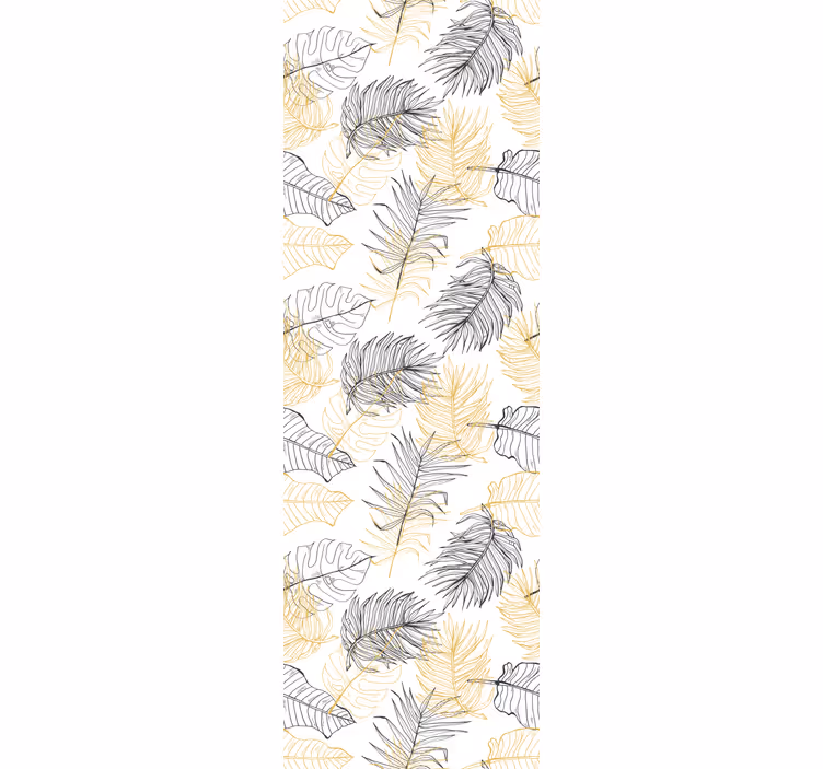 Papier peint feuillage motif tropical noir et doré - TenStickers