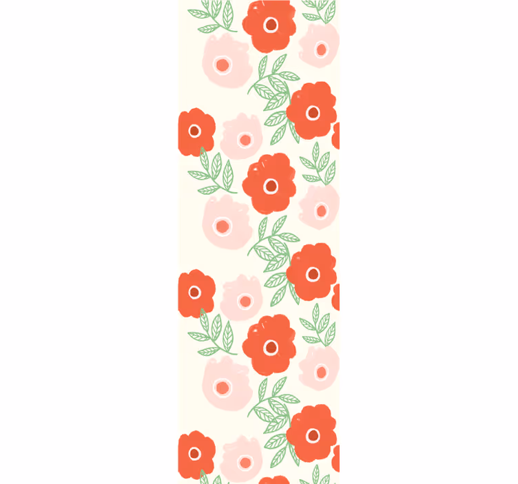Papier peint floral floraison rose et rouge - TenStickers