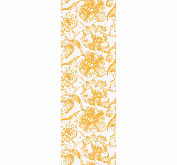 Papier peint floral motif vintage jaune - TenStickers