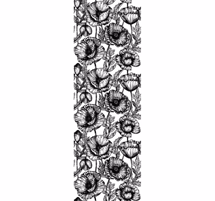 Papier peint floral motif floral noir - TenStickers