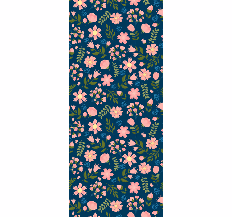 Papier peint floral motif rose et bleu - TenStickers