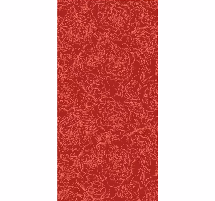 Papier peint floral motif de roses aux contours rouges - TenStickers