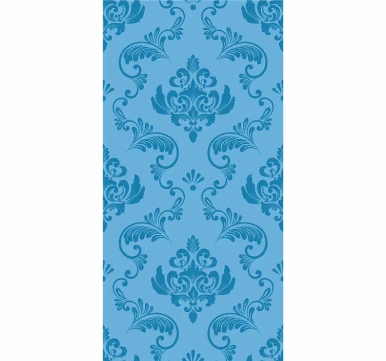 Papier peint salle de bain courbes botaniques bleues - TenStickers
