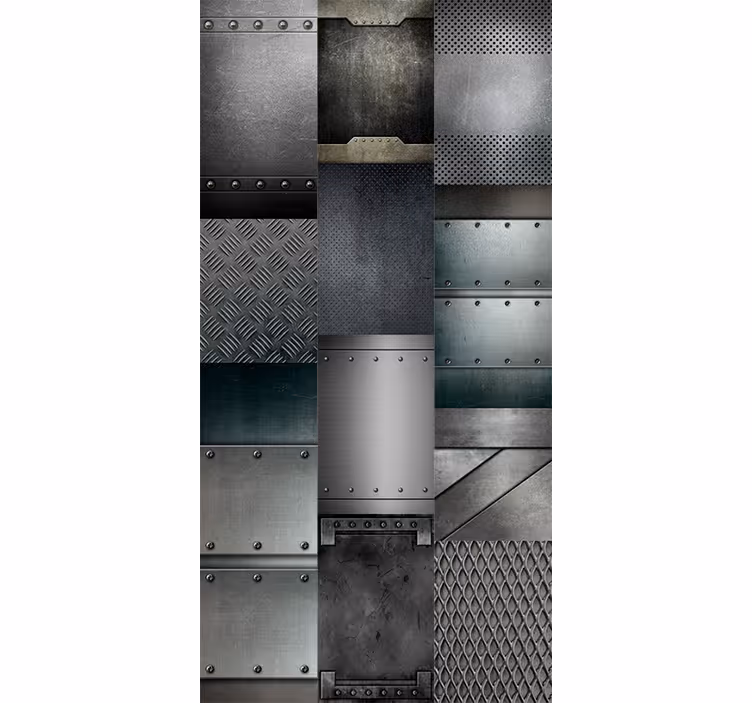 Papier peint industriel conception en métal noir - TenStickers
