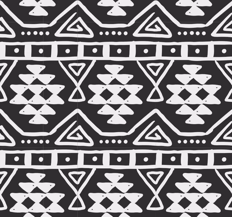 Papier peint texture Motif bohème noir et blanc - TenStickers