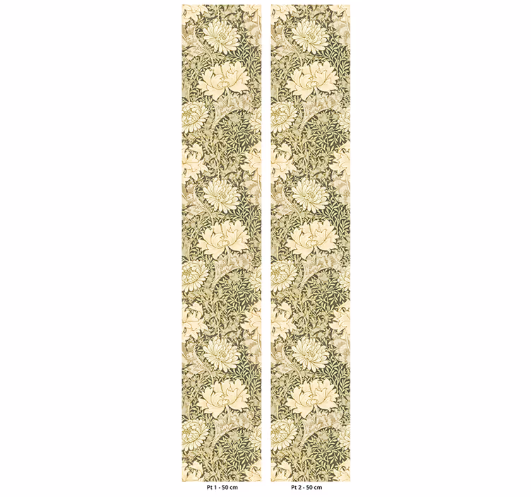 Papier peint vert Art Nouveau chrysanthèmes - TenStickers