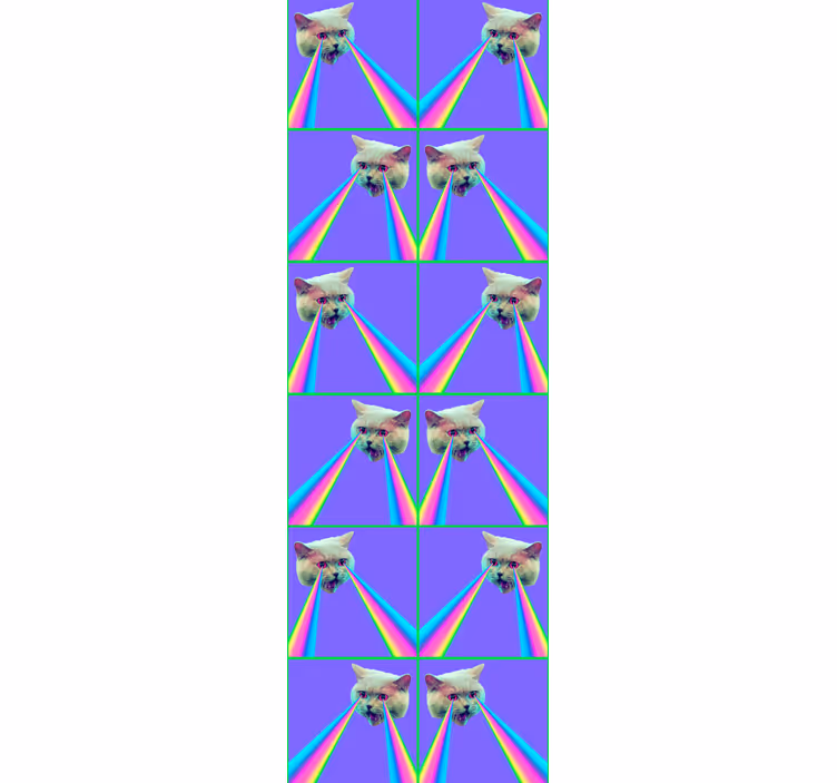 Papier peint chats yeux laser style vaporwave - TenStickers