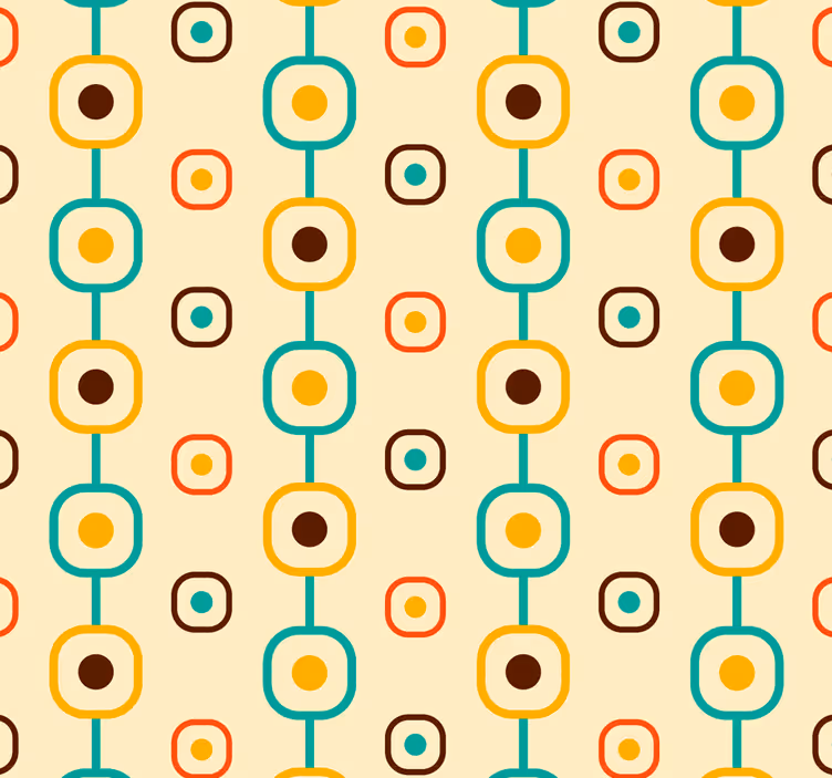 Papier peint géométrique rétro années 60 orange - TenStickers