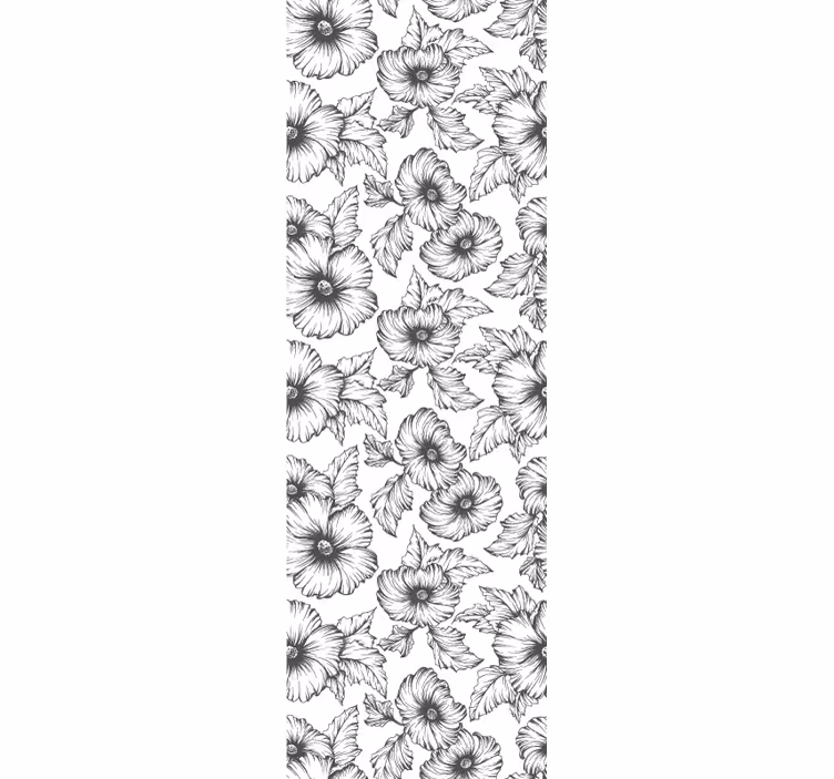 Papier peint floral mauves noir sur blanc - TenStickers