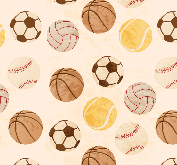 Papier peint vintage motif avec balles - TenStickers