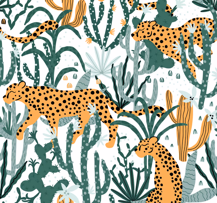 Papier peint salon léopards dans la jungle - TenStickers