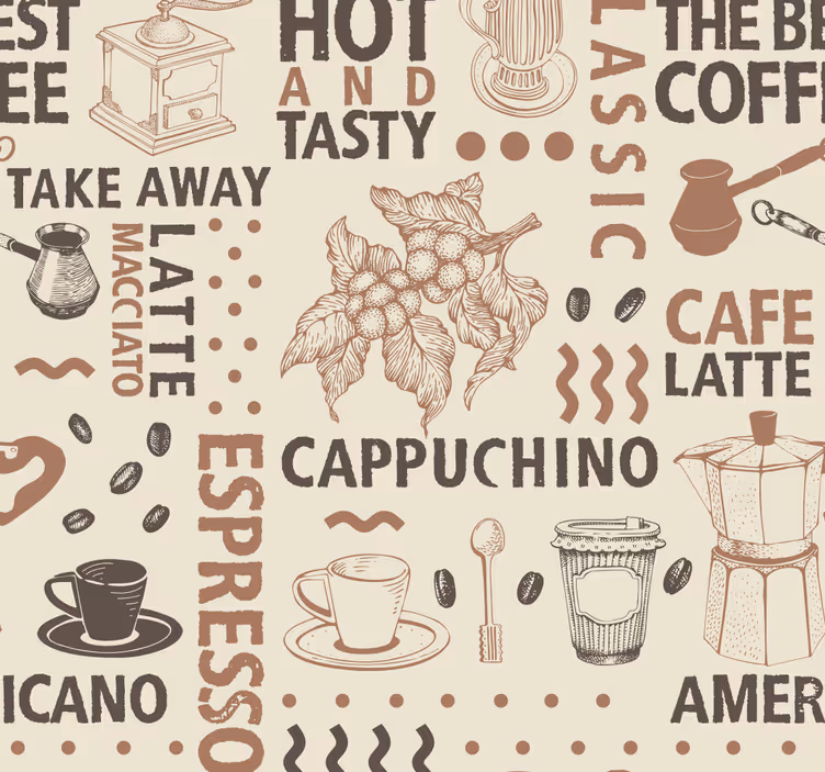 Papier peint salle à manger modèle de café - TenStickers