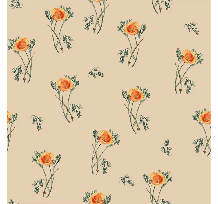 Papier peint salon fleurs oranges - TenStickers