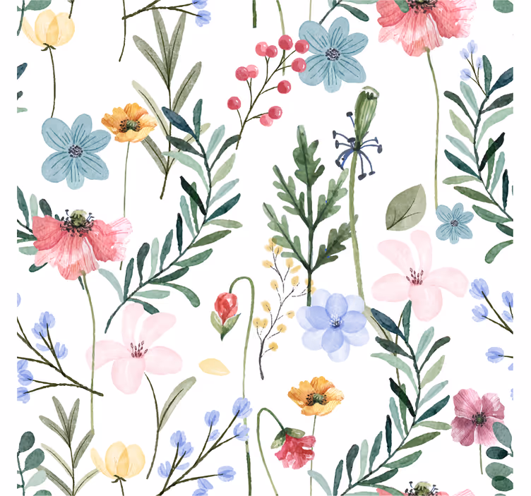 Papier peint salon floral aquarelle - TenStickers