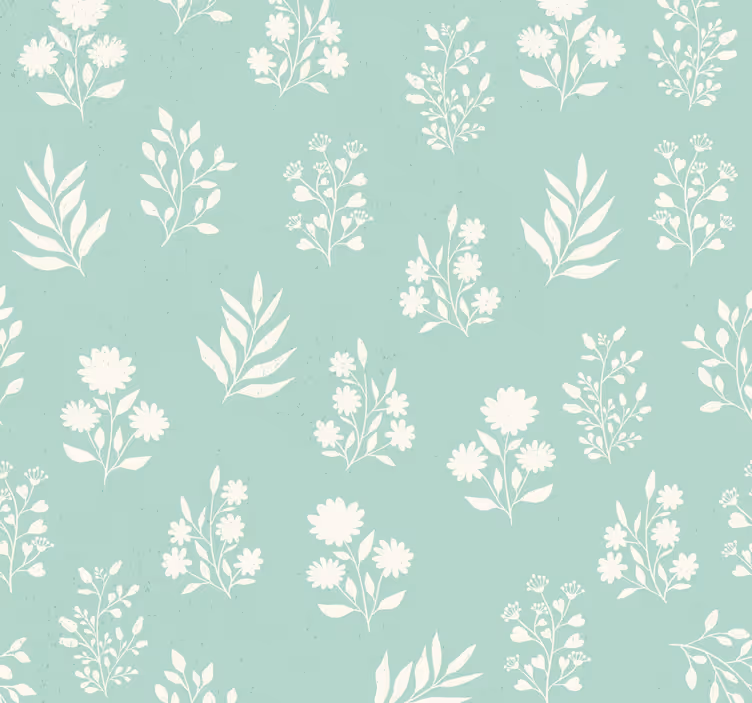 Papier peint chambre adulte fleurs vert menthe - TenStickers