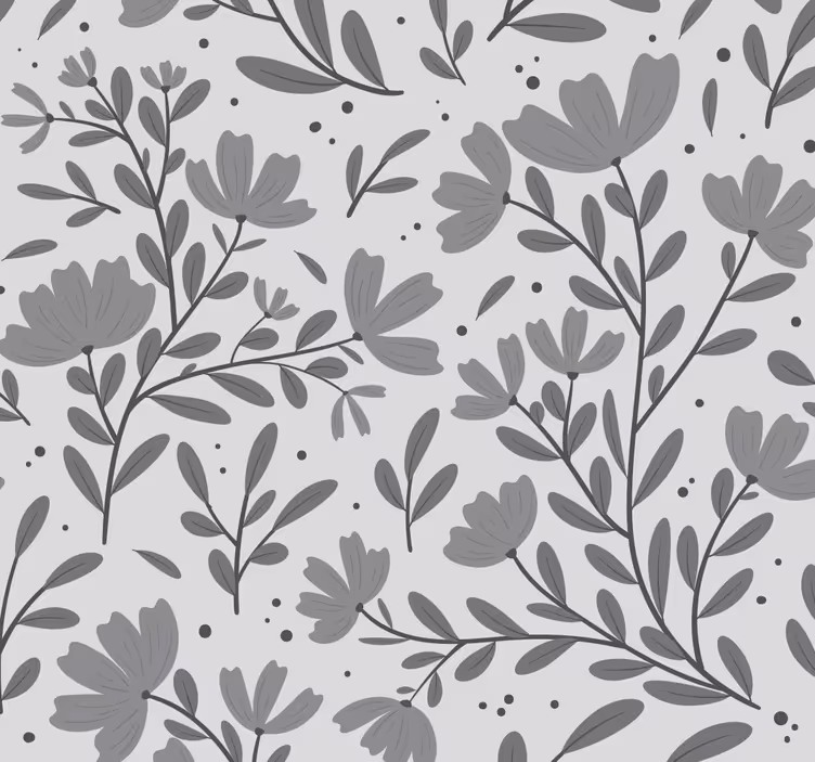 Papier peint tête de lit motif de fleurs grises - TenStickers
