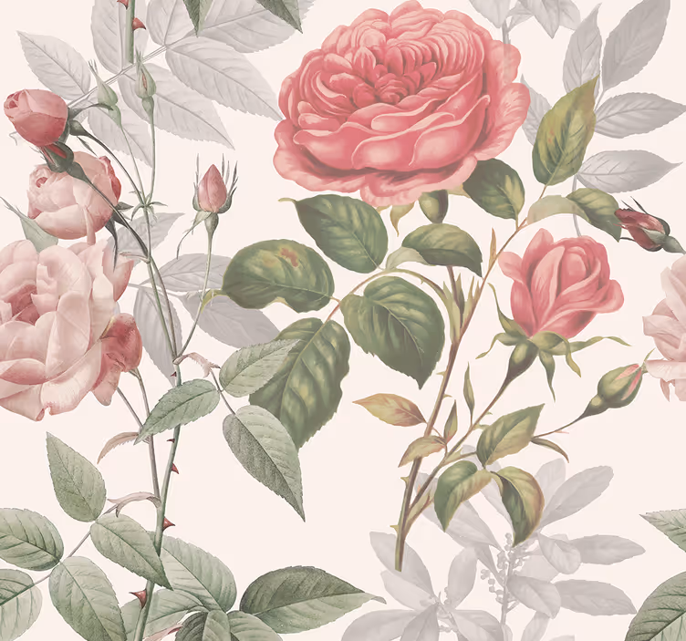 Papier peint tête de lit grandes roses - TenStickers