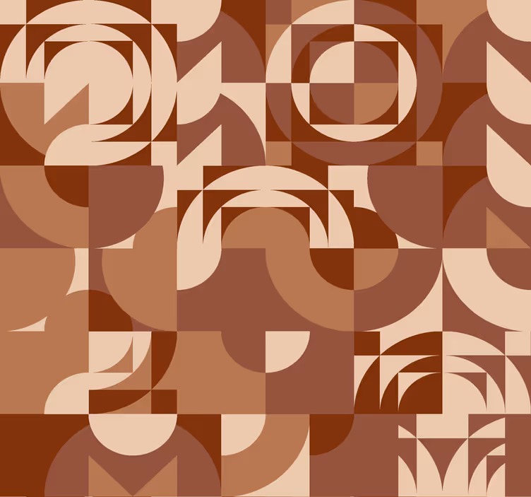 Papier peint terracotta dessin géométrique abstrait - TenStickers
