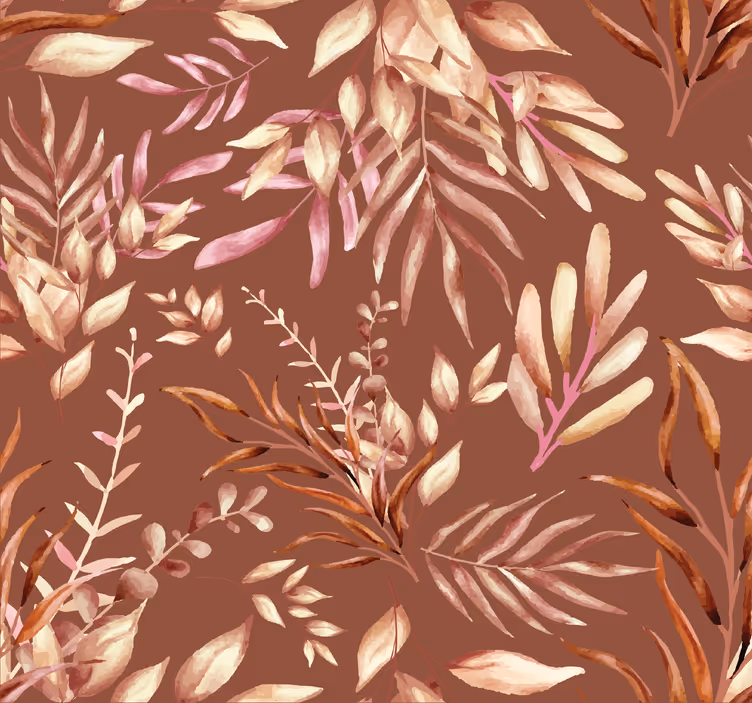 Papier peint terracotta plantes et feuilles - TenStickers