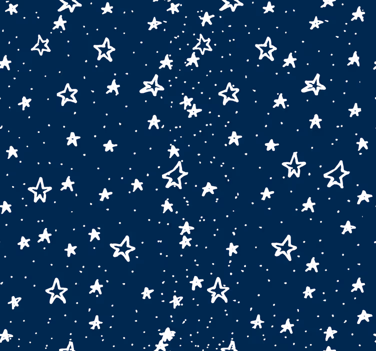 Papier peint bleu foncé étoiles blanches dessinées - TenStickers