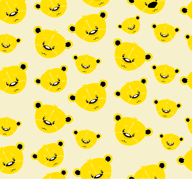 Papier peint jaune motif d'ours mignon - TenStickers