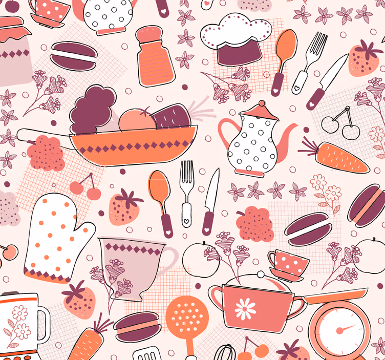 Papier peint cuisine modèle de cuisson - TenStickers