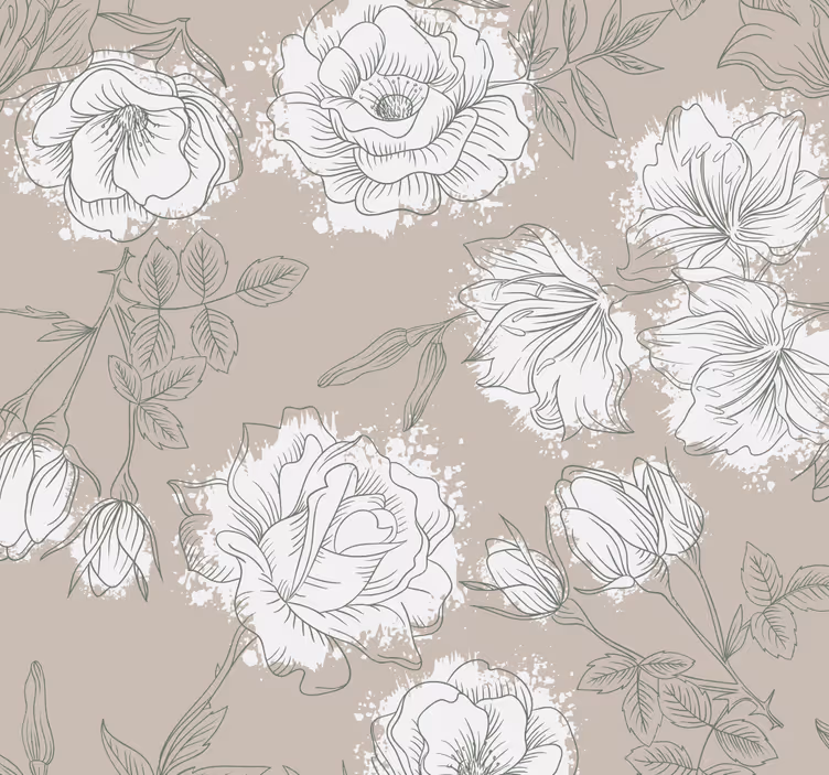 Papier peint fleurs motif floral élégant - TenStickers
