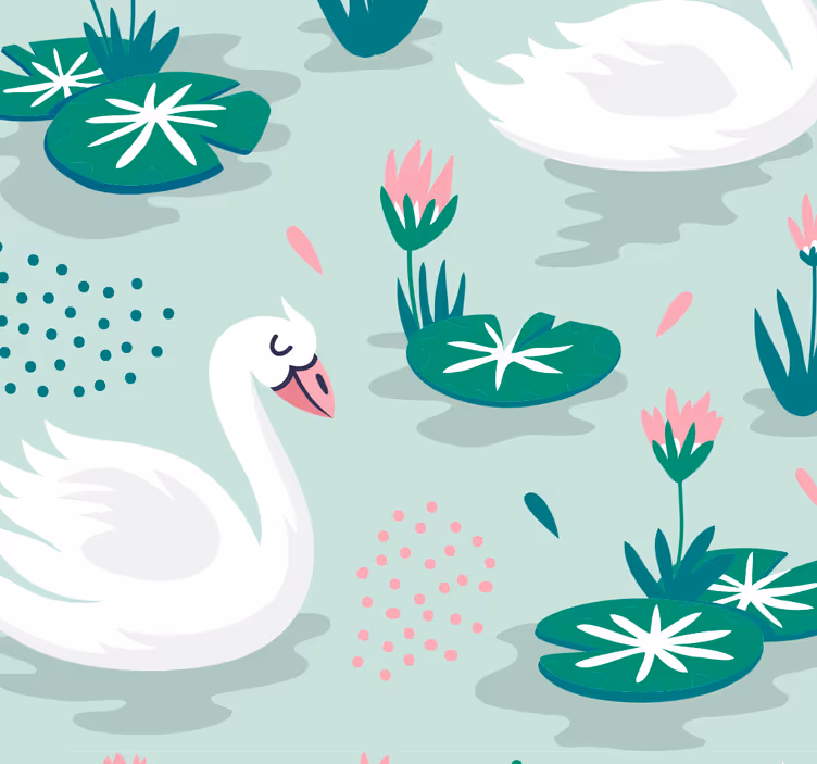 Papier peint animaux motif du lac des cygnes - TenStickers