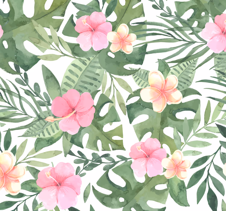 Papier peint feuillage motif floral tropical - TenStickers