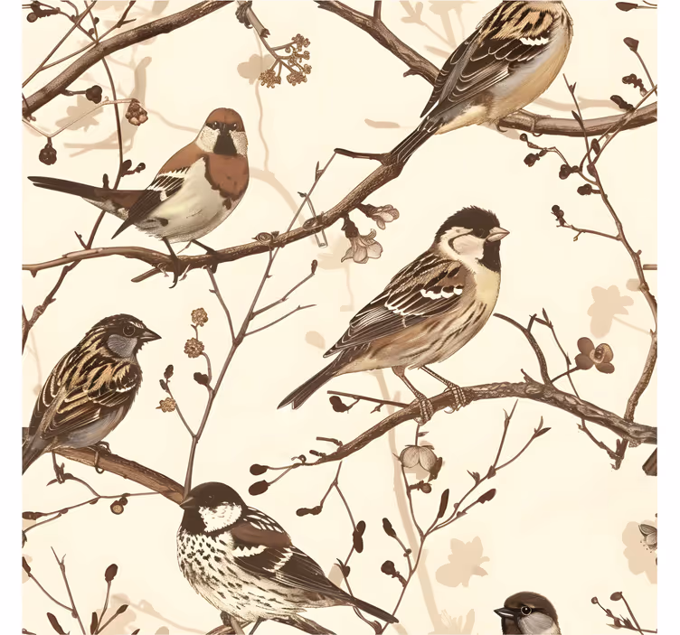 Papier peint tête de lit oiseaux sauvages - TenStickers