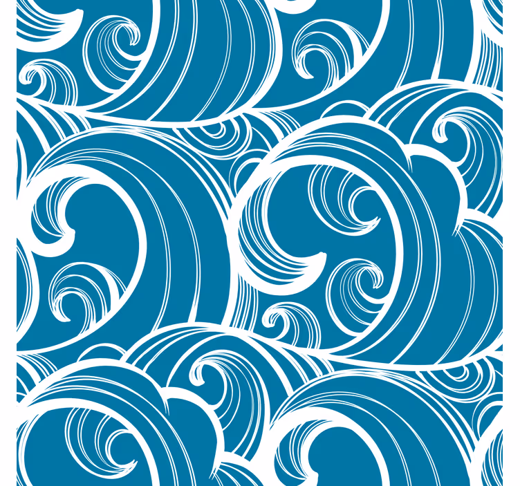 Papier peint tête de lit motif vagues bleues - TenStickers