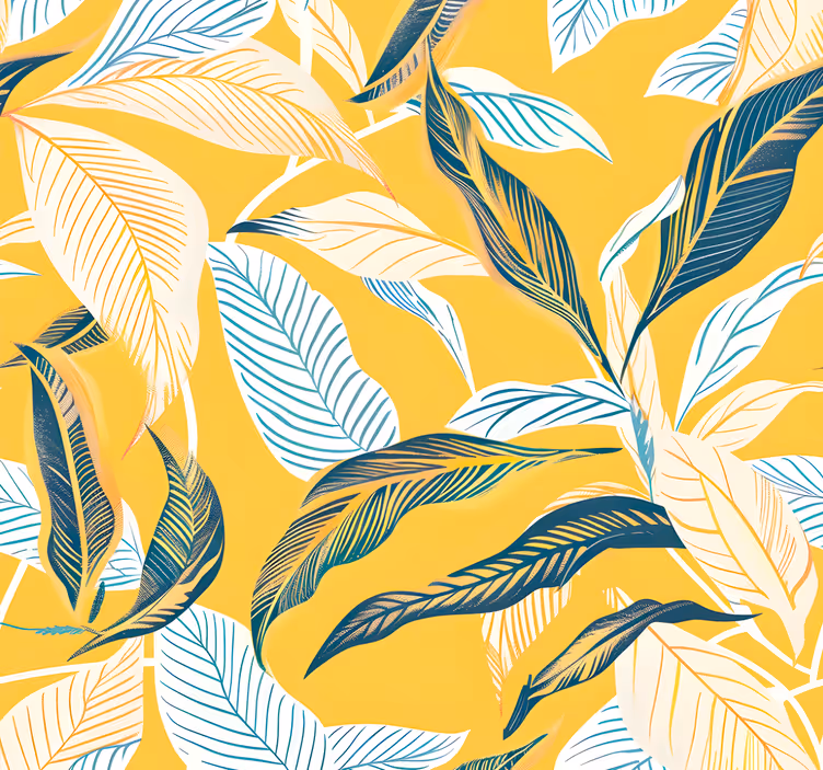 Papier peint jaune flore méditerranéenne - TenStickers