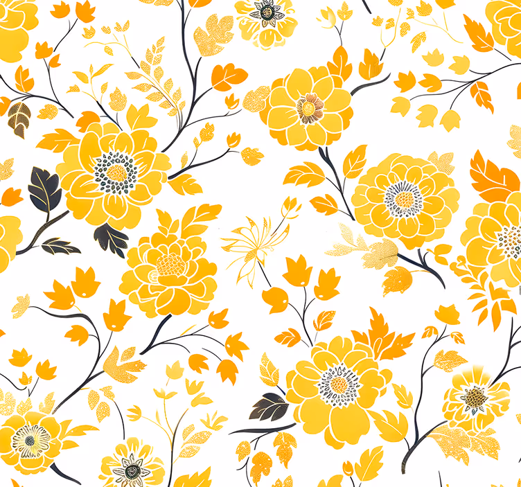 Papier peint jaune style japonais - TenStickers