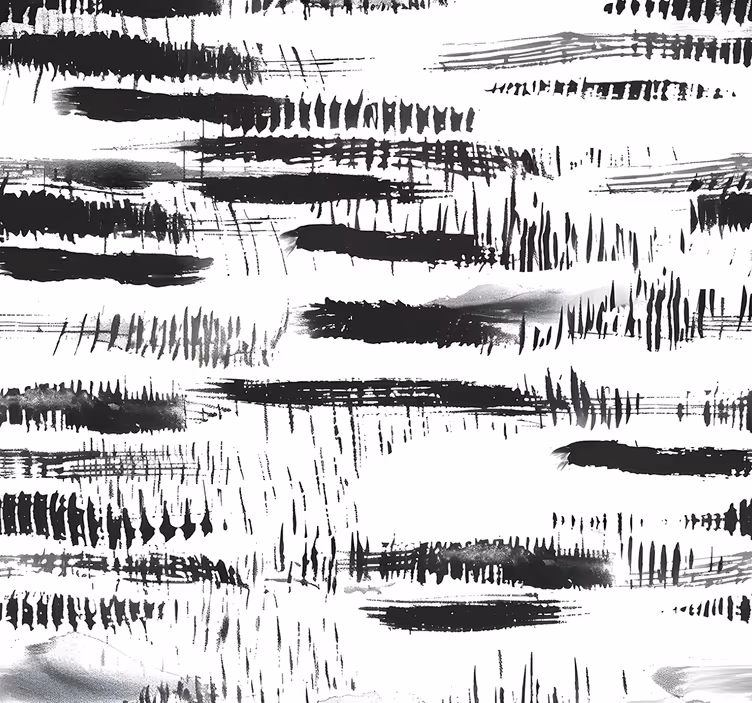 Papier peint abstrait coups de peinture noire - TenStickers