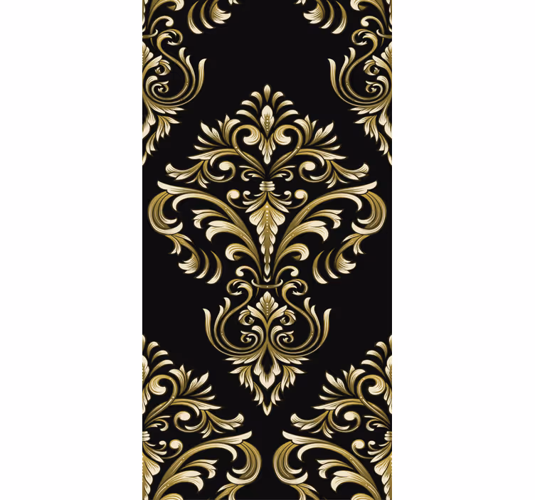 Papier peint noir motif baroque doré - TenStickers